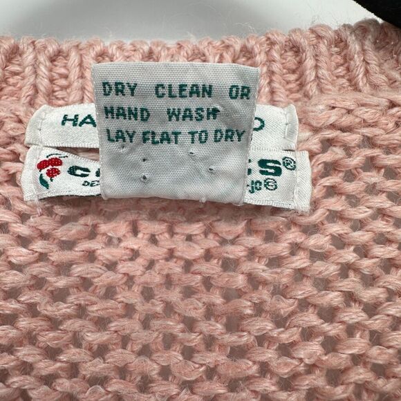 Vintage Currants Womens Knit Sweater Size L Pink Hand Loomed Fair Isle Icelandic - Picture 4 of 8